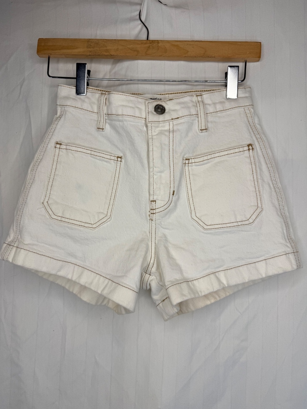Reformation Alyssa High Rise White Denim Shorts